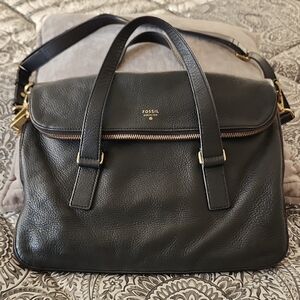 Fossil Expandable Leather Crossbody w/Free Fossil Wallet